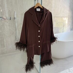 Daily sleeper Party Pajamas Set with Detachable Feathers in brown